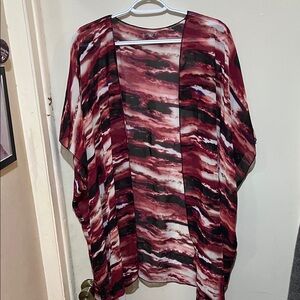 Swimsuits For All Women's Kimono Cardigan - Red and Black